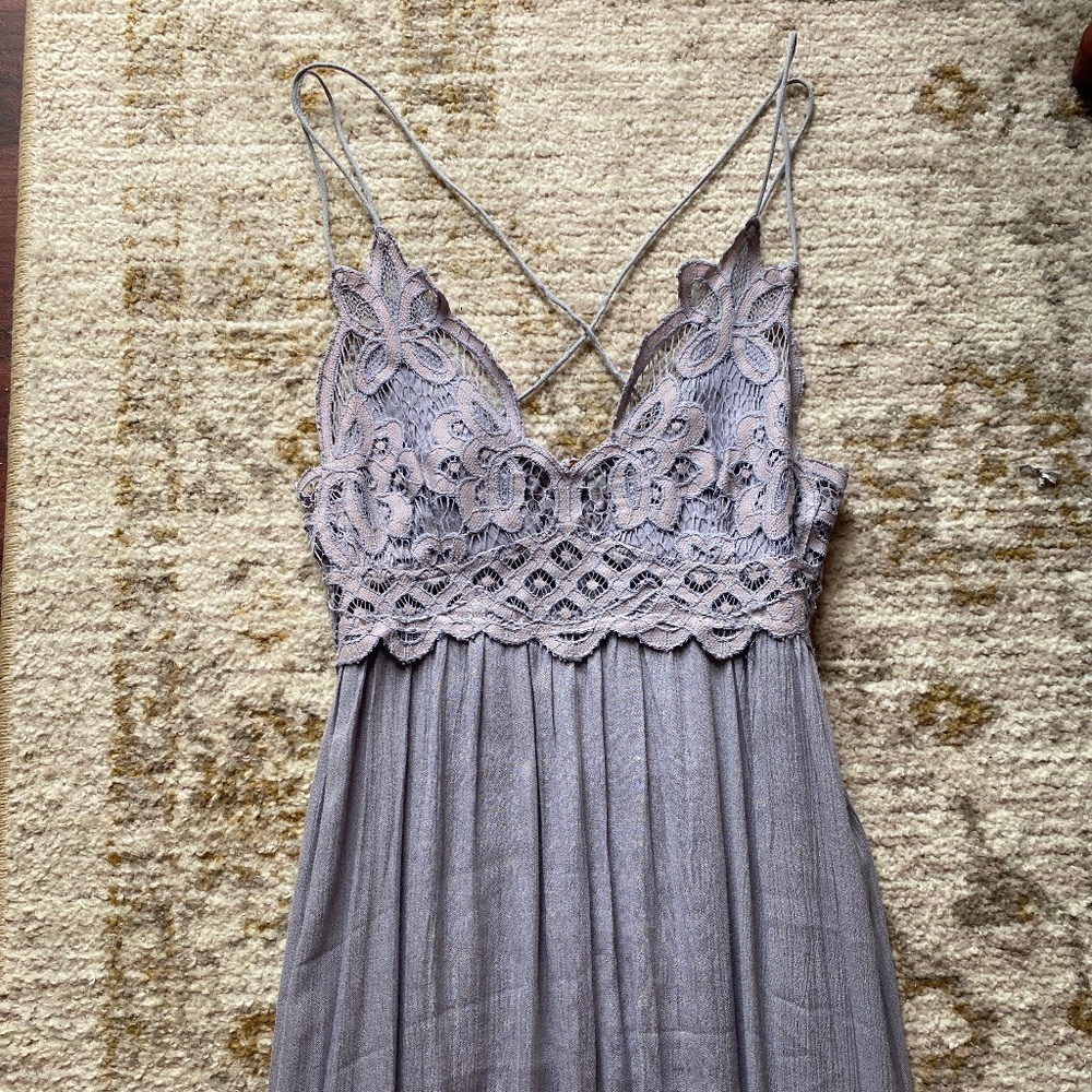 Free People One Adella Maxi Slip Dress in Slate